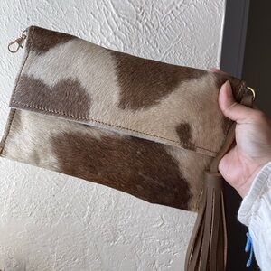 Cowhide Patterned Clutch Bag